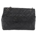 CHANEL Matelasse Chain Shoulder Bag Patent leather Black Silver CC Auth 158095-3