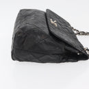 CHANEL Matelasse Chain Shoulder Bag Patent leather Black Silver CC Auth 158095-6