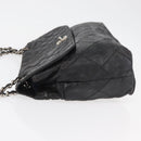CHANEL Matelasse Chain Shoulder Bag Patent leather Black Silver CC Auth 158095-7