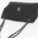 CHANEL Matelasse Chain Shoulder Bag Patent leather Black Silver CC Auth 158095-8