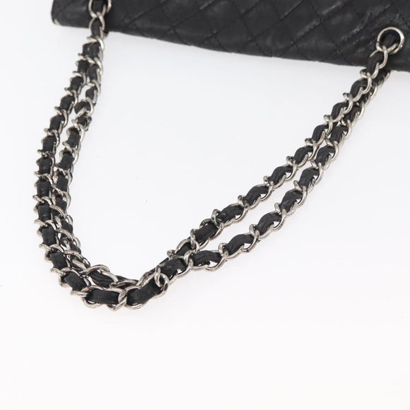 CHANEL Matelasse Chain Shoulder Bag Patent leather Black Silver CC Auth 158095
