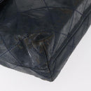 CHANEL Matelasse Chain Shoulder Bag Patent leather Navy Silver CC Auth 158096-10