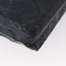 CHANEL Matelasse Chain Shoulder Bag Patent leather Navy Silver CC Auth 158096-12