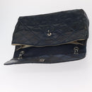 CHANEL Matelasse Chain Shoulder Bag Patent leather Navy Silver CC Auth 158096-15