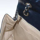 CHANEL Matelasse Chain Shoulder Bag Patent leather Navy Silver CC Auth 158096-23