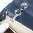 CHANEL Matelasse Chain Shoulder Bag Patent leather Navy Silver CC Auth 158096-26