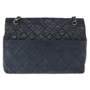 CHANEL Matelasse Chain Shoulder Bag Patent leather Navy Silver CC Auth 158096-3