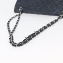 CHANEL Matelasse Chain Shoulder Bag Patent leather Navy Silver CC Auth 158096-7