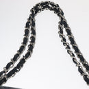 CHANEL Matelasse Chain Shoulder Bag Patent leather Navy Silver CC Auth 158096-8