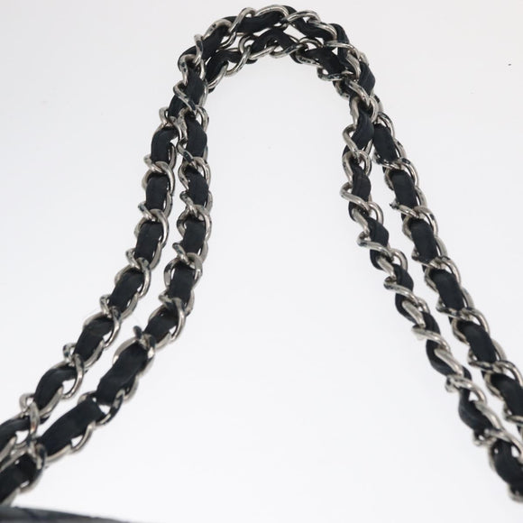 CHANEL Matelasse Chain Shoulder Bag Patent leather Navy Silver CC Auth 158096