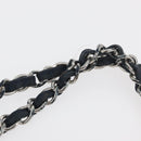CHANEL Matelasse Chain Shoulder Bag Patent leather Navy Silver CC Auth 158096-5