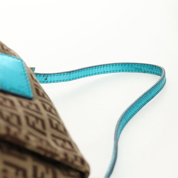 FENDI Zucchino Canvas Mamma Baguette Hand Bag Beige Gold Auth 158099SAV