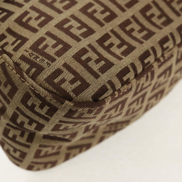 FENDI Zucchino Canvas Mamma Baguette Hand Bag Beige Gold Auth 158099SAV