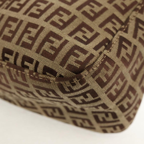 FENDI Zucchino Canvas Mamma Baguette Hand Bag Beige Gold Auth 158099SAV