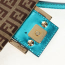 FENDI Zucchino Canvas Mamma Baguette Hand Bag Beige Gold Auth 158099SAV-21