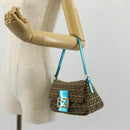 FENDI Zucchino Canvas Mamma Baguette Hand Bag Beige Gold Auth 158099SAV-25