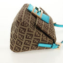 FENDI Zucchino Canvas Mamma Baguette Hand Bag Beige Gold Auth 158099SAV-4