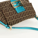 FENDI Zucchino Canvas Mamma Baguette Hand Bag Beige Gold Auth 158099SAV-6