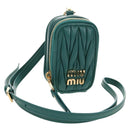 Miu Miu Matelasse Pouch Leather Green Gold Auth 158101SM-1