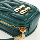 Miu Miu Matelasse Pouch Leather Green Gold Auth 158101SM-15