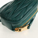 Miu Miu Matelasse Pouch Leather Green Gold Auth 158101SM-18