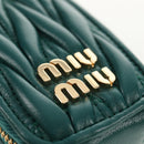 Miu Miu Matelasse Pouch Leather Green Gold Auth 158101SM-19
