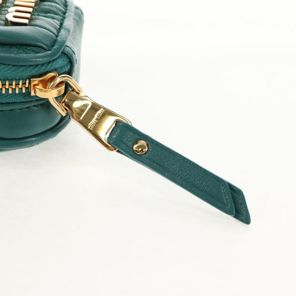 Miu Miu Matelasse Pouch Leather Green Gold Auth 158101SM