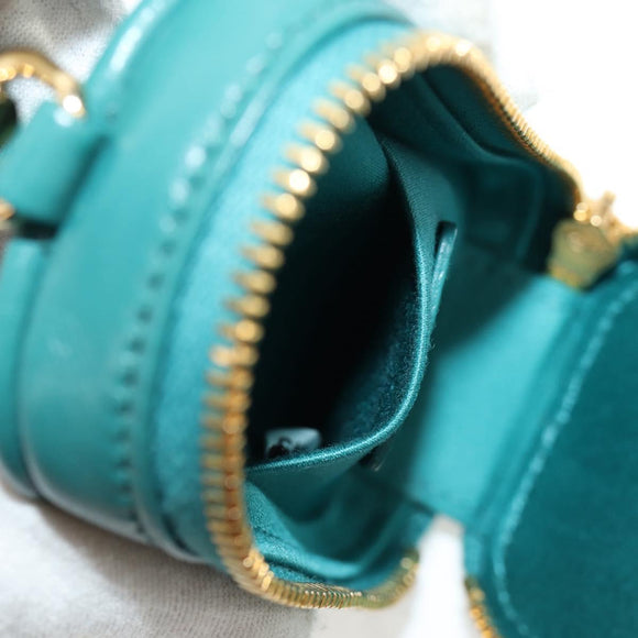 Miu Miu Matelasse Pouch Leather Green Gold Auth 158101SM