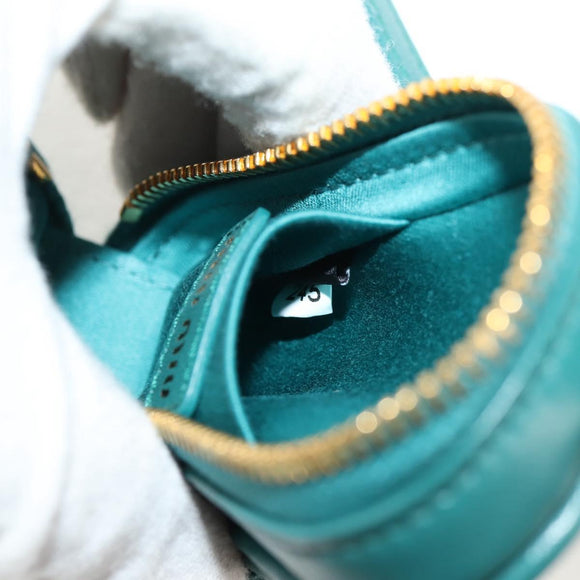 Miu Miu Matelasse Pouch Leather Green Gold Auth 158101SM