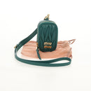 Miu Miu Matelasse Pouch Leather Green Gold Auth 158101SM-12