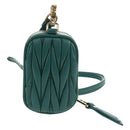 Miu Miu Matelasse Pouch Leather Green Gold Auth 158101SM-2