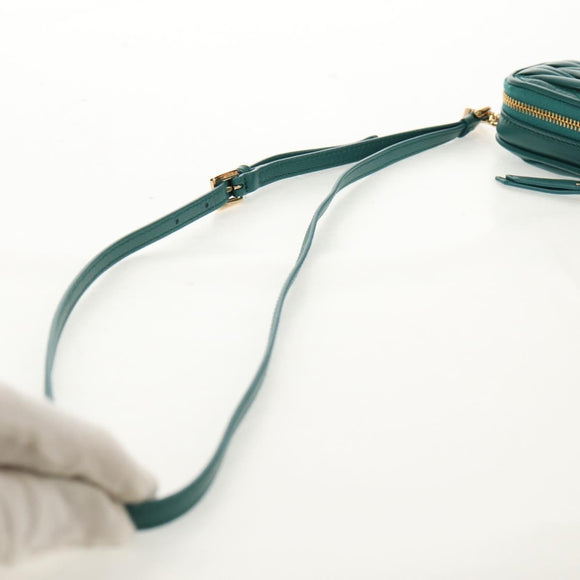 Miu Miu Matelasse Pouch Leather Green Gold Auth 158101SM
