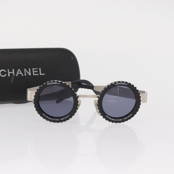 CHANEL Sunglasses metal Silver CC Auth 158103SAM