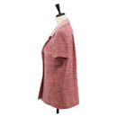 CHANEL COCO Button Wool Short Sleeve Jacket Tweed Red CC Auth 158107M-4