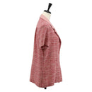 CHANEL COCO Button Wool Short Sleeve Jacket Tweed Red CC Auth 158107M-5