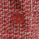 CHANEL COCO Button Wool Short Sleeve Jacket Tweed Red CC Auth 158107M-6