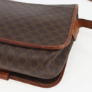 CELINE Macadam Canvas Circle Shoulder Bag PVC Leather Brown Gold Auth 158110-12