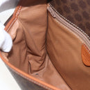 CELINE Macadam Canvas Circle Shoulder Bag PVC Leather Brown Gold Auth 158110-18