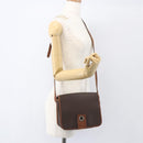 CELINE Macadam Canvas Circle Shoulder Bag PVC Leather Brown Gold Auth 158110-20