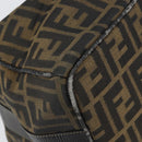 FENDI Zucca Canvas Vanity Bag Black Brown Auth 158112-10