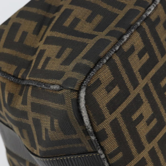 FENDI Zucca Canvas Vanity Bag Black Brown Auth 158112