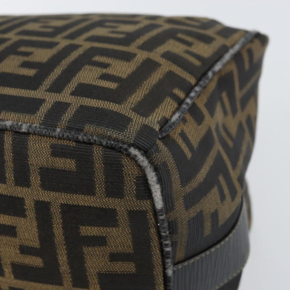 FENDI Zucca Canvas Vanity Bag Black Brown Auth 158112