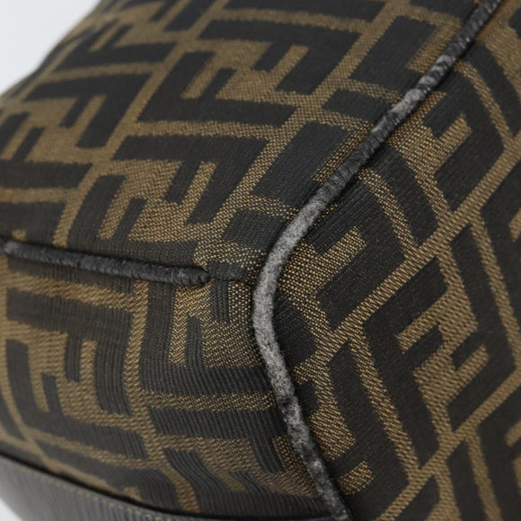 FENDI Zucca Canvas Vanity Bag Black Brown Auth 158112