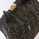 FENDI Zucca Canvas Vanity Bag Black Brown Auth 158112-14