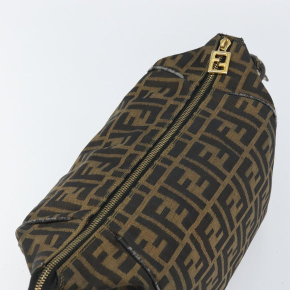 FENDI Zucca Canvas Vanity Bag Black Brown Auth 158112