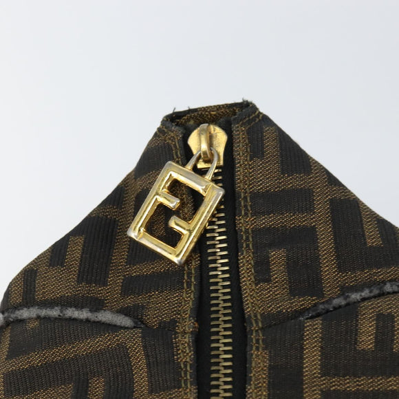 FENDI Zucca Canvas Vanity Bag Black Brown Auth 158112