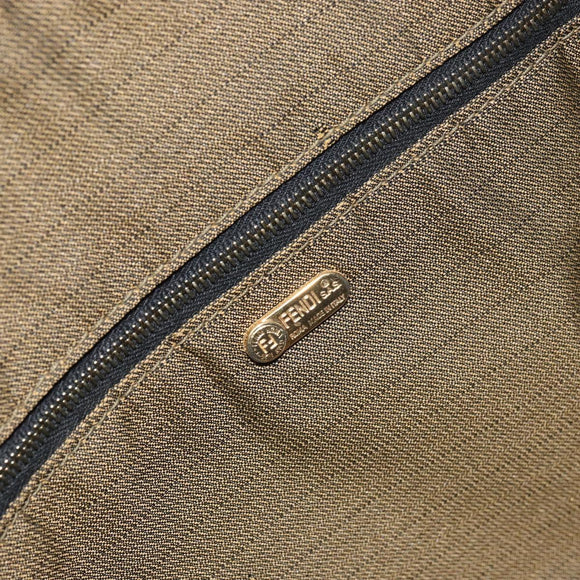 FENDI Zucca Canvas Vanity Bag Black Brown Auth 158112
