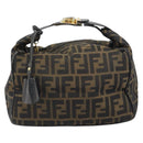FENDI Zucca Canvas Vanity Bag Black Brown Auth 158112-2