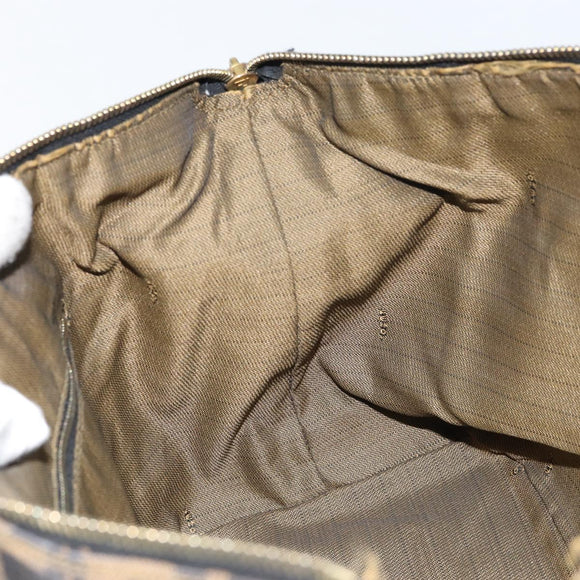 FENDI Zucca Canvas Vanity Bag Black Brown Auth 158112