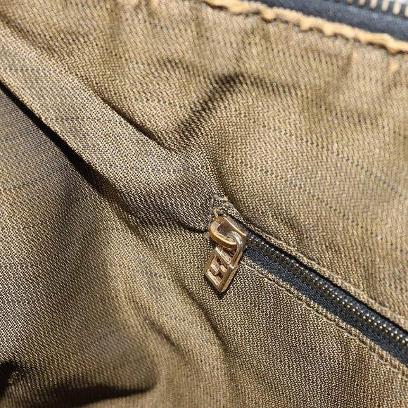 FENDI Zucca Canvas Vanity Bag Black Brown Auth 158112